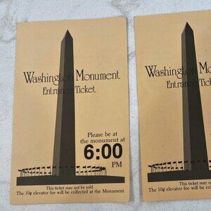 Vintage Pair of 2 Washington Monument Entrance Tickets from April 1977